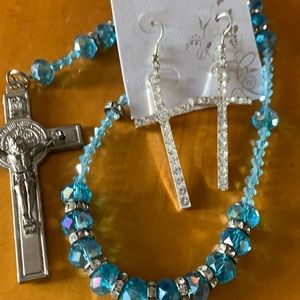 Rosery. And cross earrings